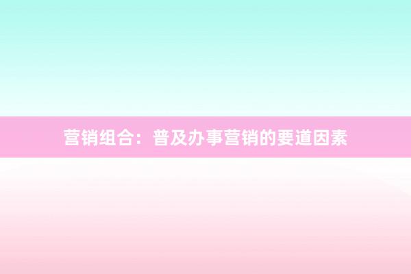 营销组合：普及办事营销的要道因素